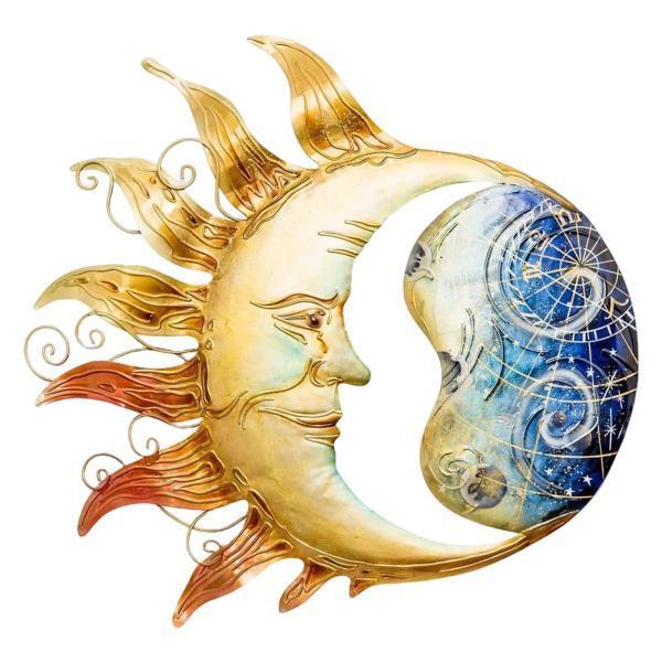 レトロなスタイルのメタルウォールアートの装飾太陽の月の壁掛け飾り