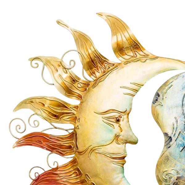 レトロなスタイルのメタルウォールアートの装飾太陽の月の壁掛け飾り