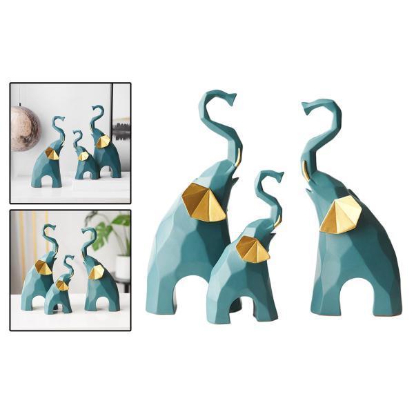 寝室の家の緑のための3x象の彫像の装飾品の抽象的な収集可能な装飾