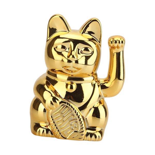 レジンフィギュア彫刻招き猫グッドフォーチュンラッキーキャットスタチューゴールド