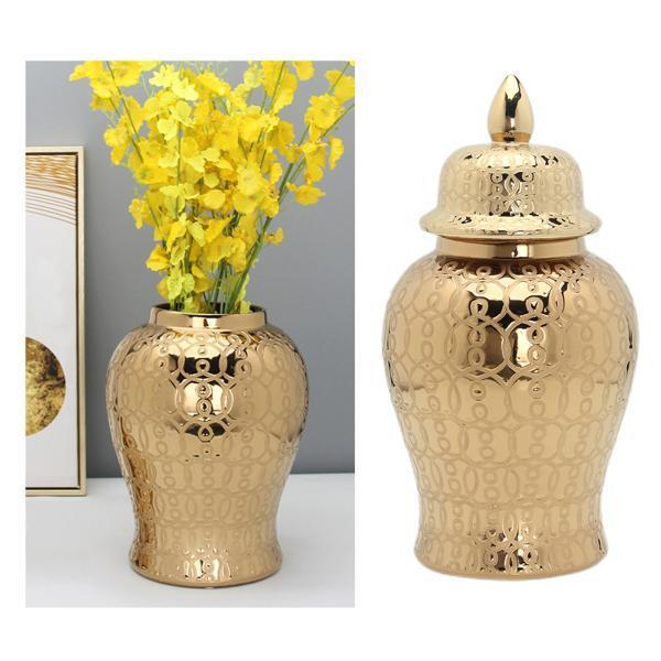 結婚式の装飾の金のための伝統的な陶磁器の生姜の瓶の貯蔵の瓶の花瓶
