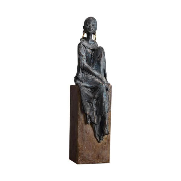リビングルームの装飾のためのアフリカの彫像の置物の女性の図16.5cmx14cmx42cm