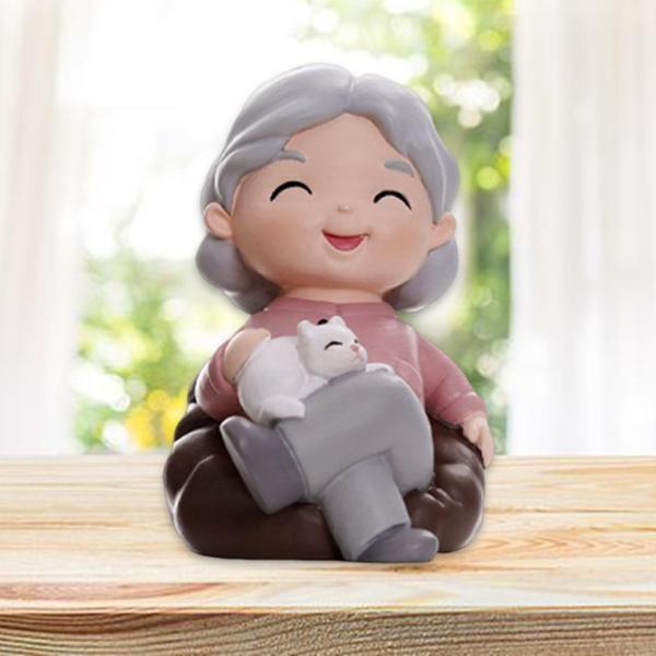 かわいいおばあちゃんおじいちゃん像ミニチュア置物デスクトップケーキ
