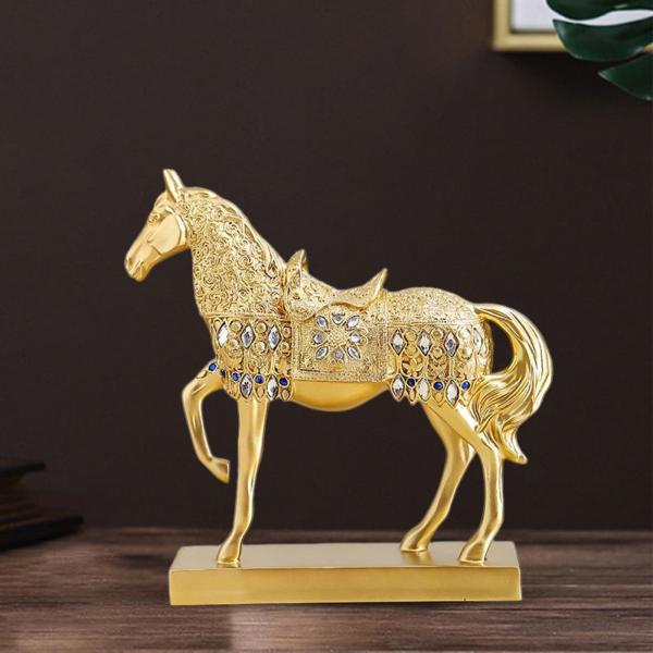 現代の馬の像の置物装飾用リビングルームの装飾オーナメント金色 （訳