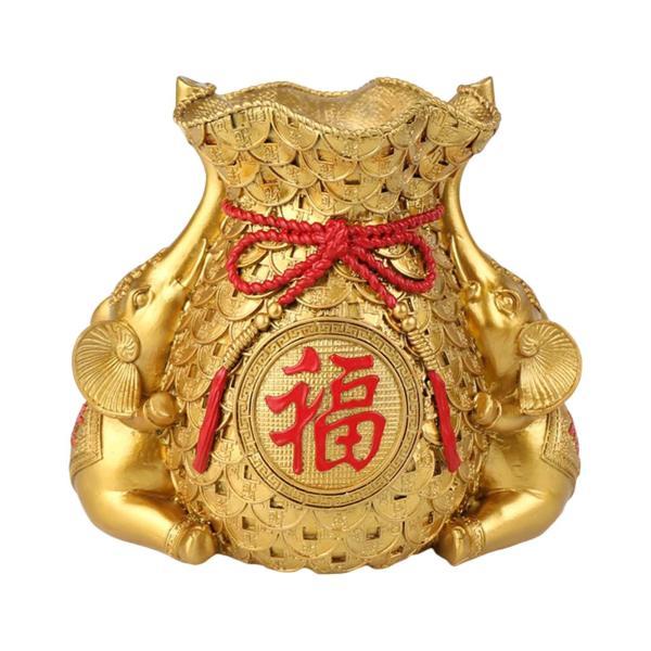 樹脂中国福袋祝福袋彫刻デスクトップ飾り絶妙な金色の花瓶｜stk-shop｜03