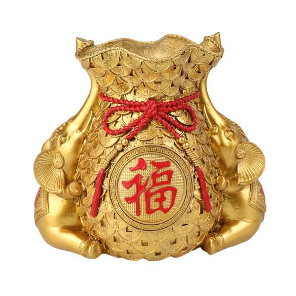 樹脂中国福袋祝福袋彫刻デスクトップ飾り絶妙な金色の花瓶｜stk-shop｜04