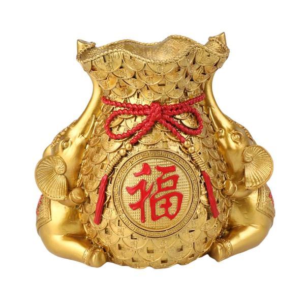 樹脂中国福袋祝福袋彫刻デスクトップ飾り絶妙な金色の花瓶｜stk-shop｜05