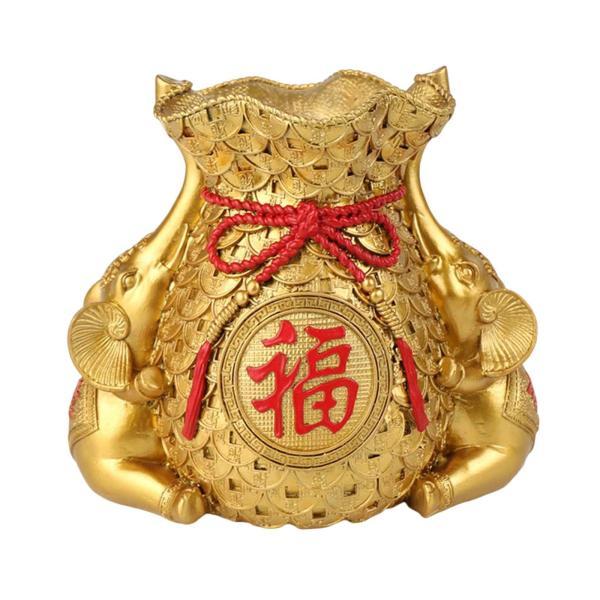 樹脂中国福袋祝福袋彫刻デスクトップ飾り絶妙な金色の花瓶｜stk-shop｜06