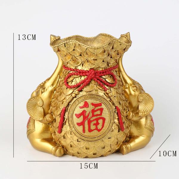 樹脂中国福袋祝福袋彫刻デスクトップ飾り絶妙な金色の貯金箱｜stk-shop｜09
