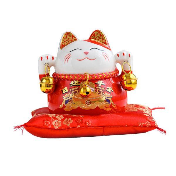 中国風の幸運の猫の貯金箱 貯金箱 オフィス ホームデコレーション用 レッド｜stk-shop｜09