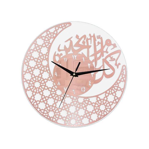 イスラム教徒のラマダン沈黙の月の形の壁時計装飾的な実用的な軽量ローズ金色 48 センチメートル｜stk-shop｜02
