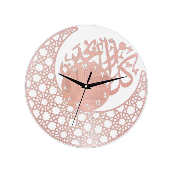 イスラム教徒のラマダン沈黙の月の形の壁時計装飾的な実用的な軽量ローズ金色 48 センチメートル｜stk-shop｜05