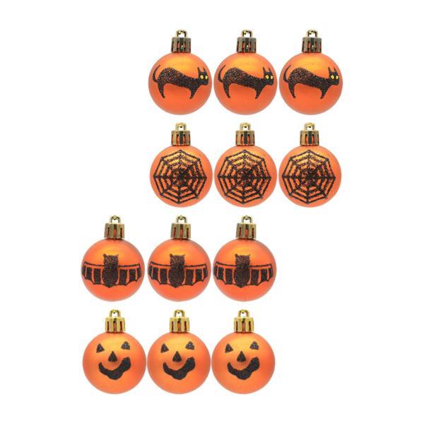 ハロウィン飾り 4点セット 8センチの大きなオーナメントボール