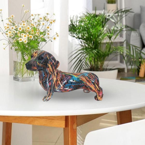 ダックスフント犬の装飾アート動物像アートギフトデスクトップ置物犬像犬の置物リビングルームのホーム装飾品｜stk-shop｜03