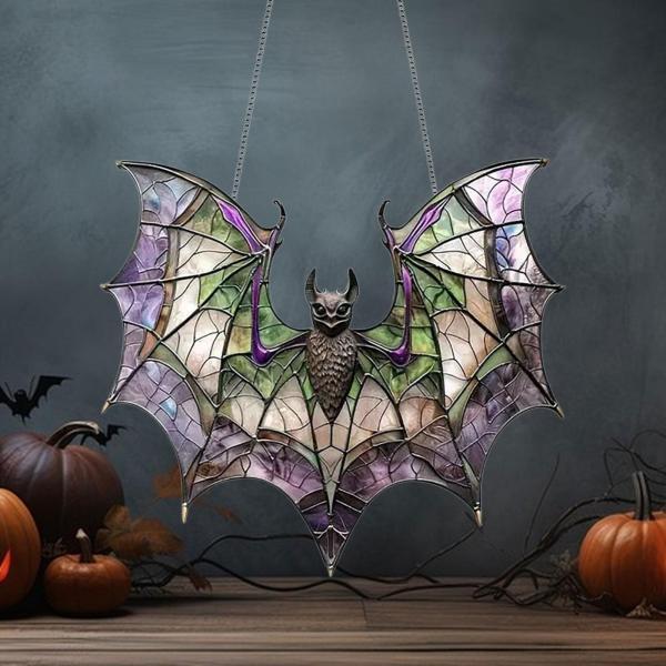 コウモリ ハロウィン ステンドグラス風 ステンドグラス ハロウィン