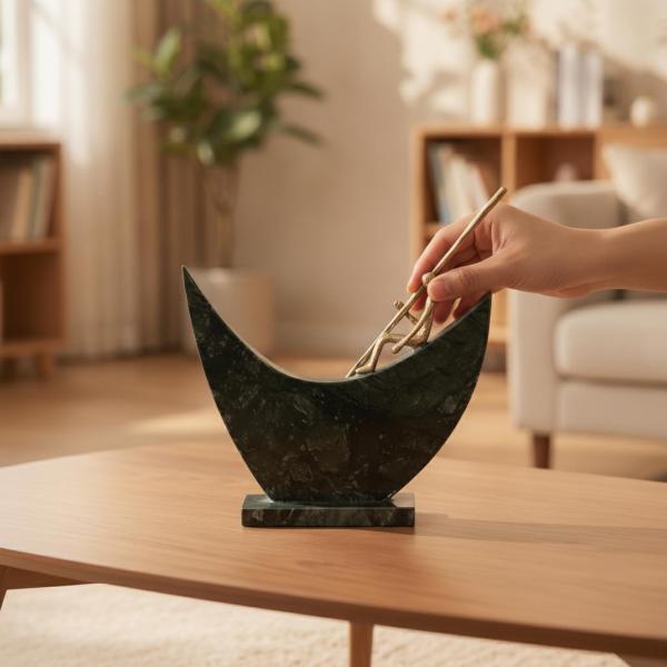 マーブル彫刻 抽象彫刻 合金像 現代アート 卓上置物 造形美