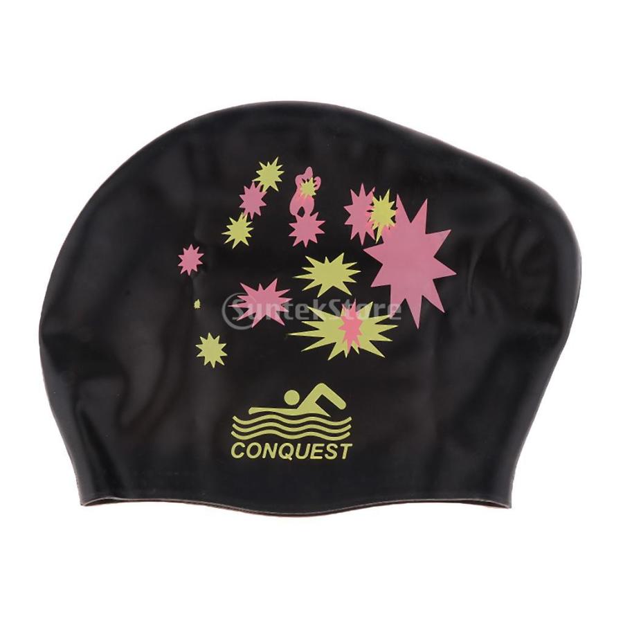 防水 シリコン 水泳帽 スイミングキャップ ロング髪 お風呂キャップ 入浴キャップ 通気性 全7色 ブラック Stkショップ 通販 Yahoo ショッピング