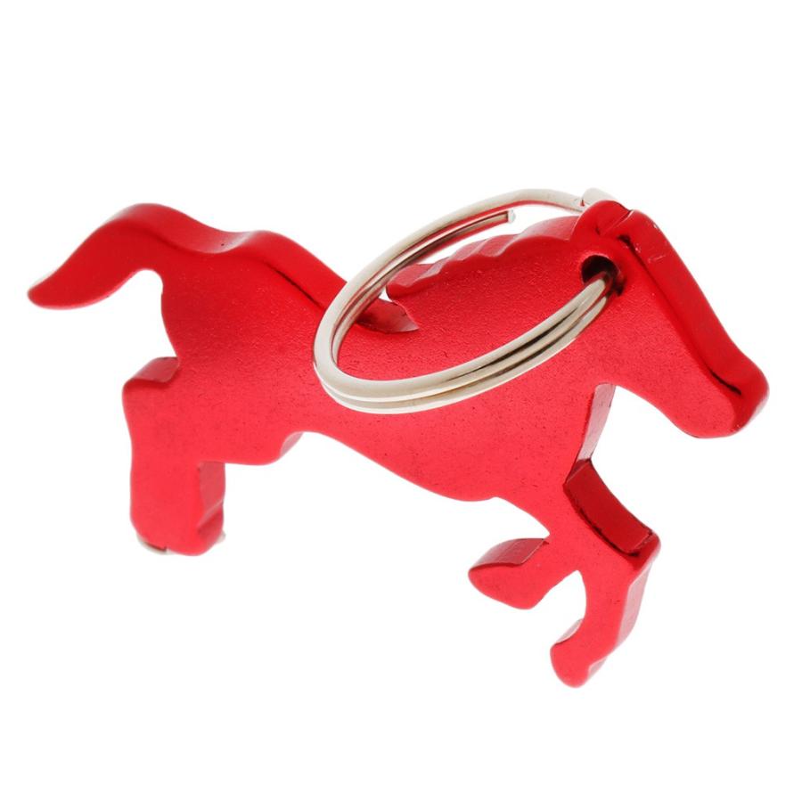 KOZEEY アルミニウム 馬パターン 栓抜き キーリング キーチェーン バッグ ペンダント 全3色 - 赤