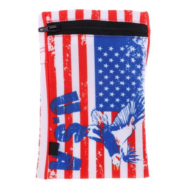 スポーツリストバンドスウェットバンド財布ジッパーポケット腕章Lアメリカの旗