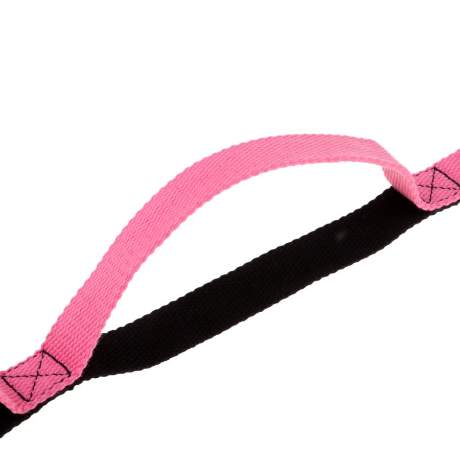 ピンクと黒のマルチグリップループ付きヨガストラップストレッチヨガベルトバンド｜stk-shop｜02