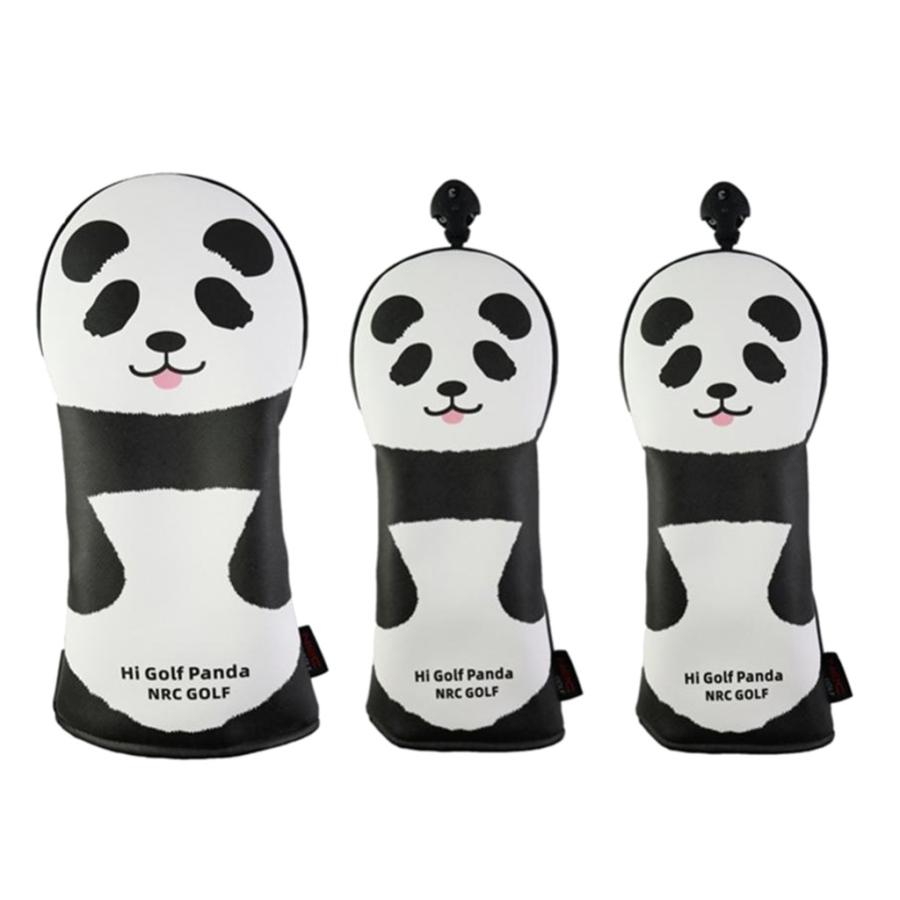ゴルフヘッドカバー PUレザー パンダ柄 クラブヘッドカバー ウッド