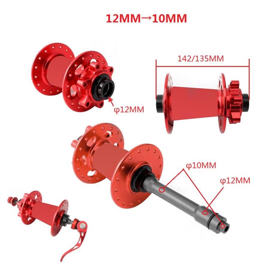 バイク12mmから10mmのQRアダプタースルーアクスルハブ135/142 バイク12mmから10mmのQRアダプタースルーアクスルハブ135/142