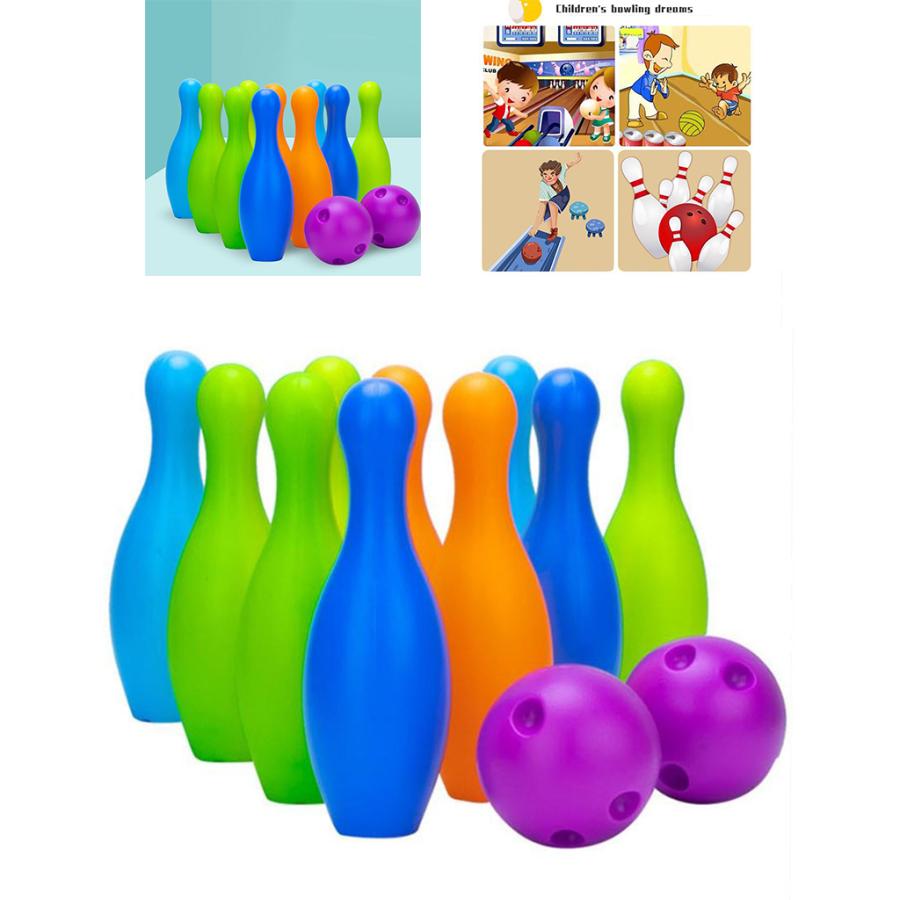 子供のためのマルチカラープラスチックボウリングボールプレイセット幼児のおもちゃ10ピン22cmA