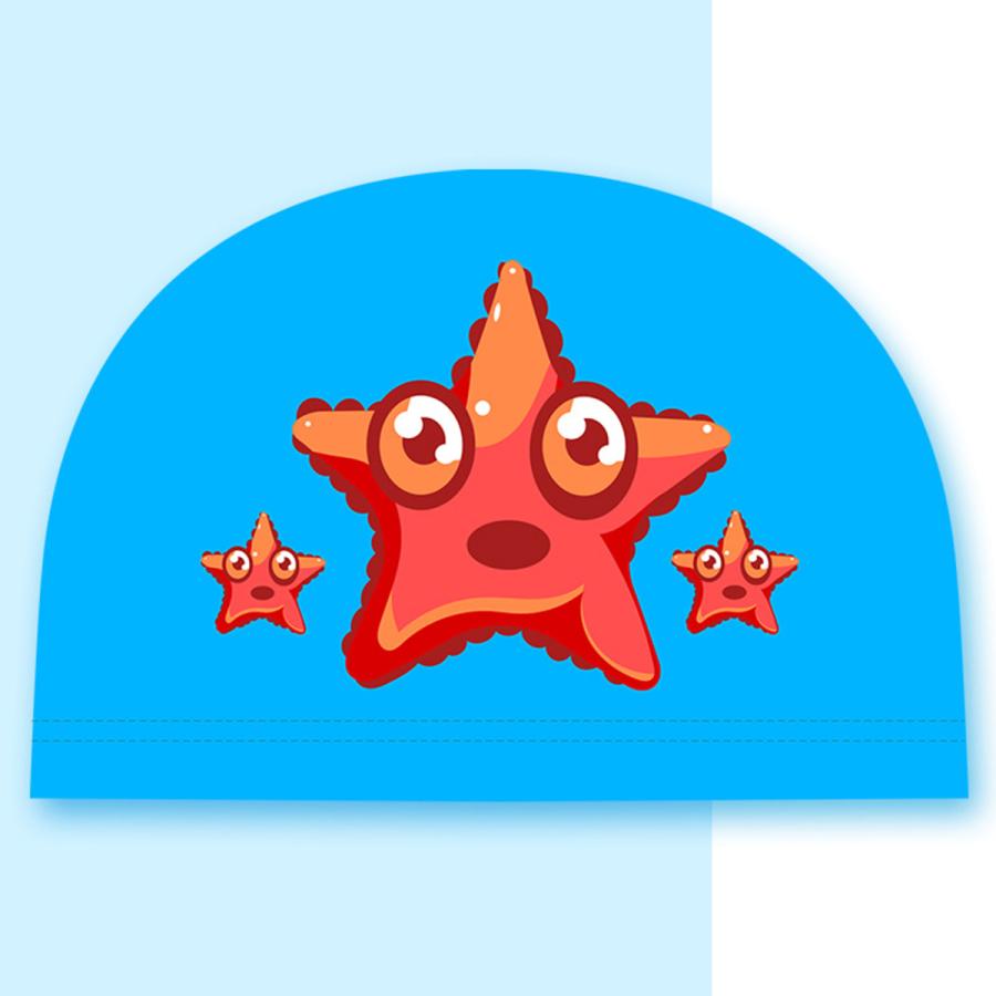 注目のブランド スイムキャップキッズ入浴スイミングハットガールボーイアニマルプリントキャップブルースター