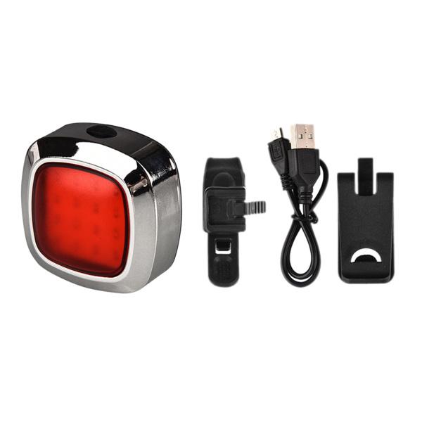 防水 自転車 バイク スマート ブレーキ ライト センス USB テール リア ランプ シルバー｜stk-shop｜02