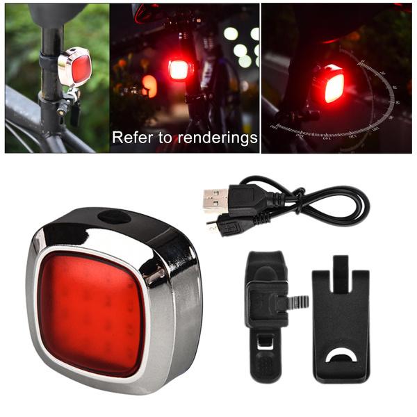 防水 自転車 バイク スマート ブレーキ ライト センス USB テール リア ランプ シルバー｜stk-shop｜04