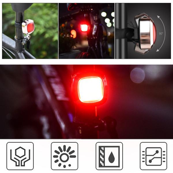 防水 自転車 バイク スマート ブレーキ ライト センス USB テール リア ランプ シルバー｜stk-shop｜09