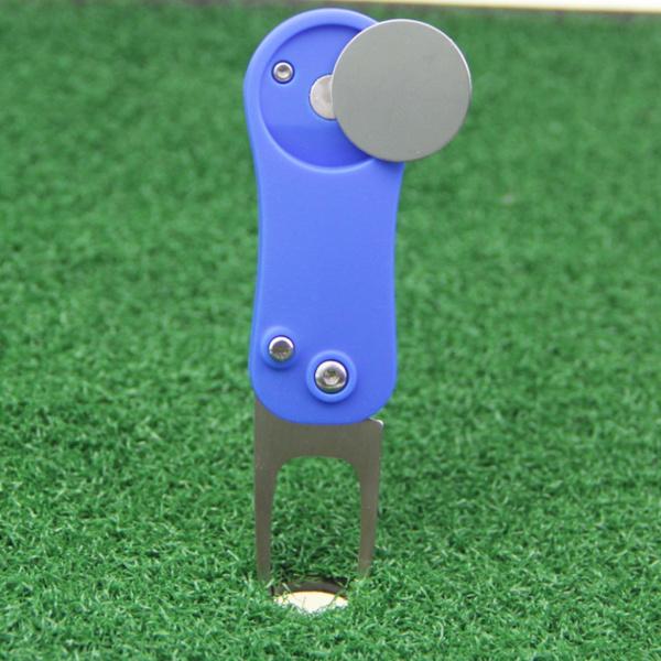 ゴルフディボット修理ツールゴルフピッチツール磁気ゴルフボールマーカーグレー 通販