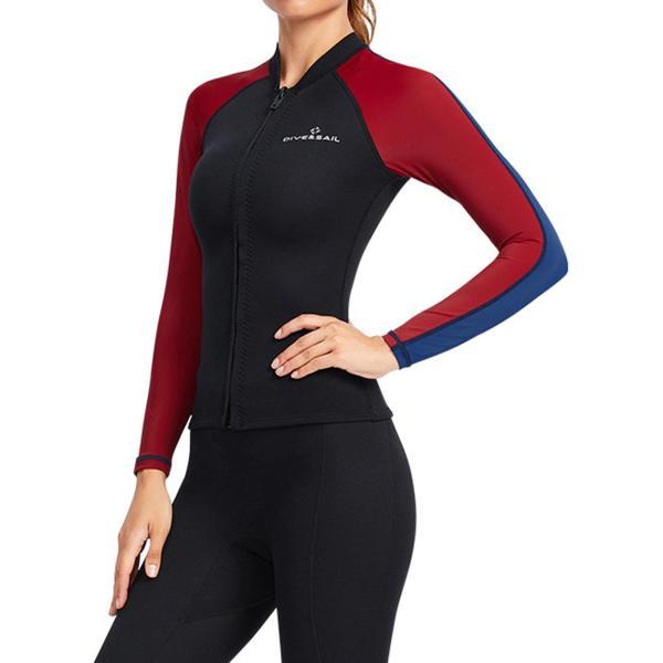 ファッションの 男性女性クイックドライジャケットウェットスーツスイムウェットサーフシュノーケリング水着トップ女性レッドm