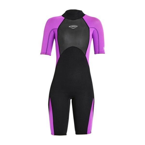 ダイビング女性用2mmプレミアムネオプレンショーティーウェットスーツ半袖パープルL｜stk-shop｜02