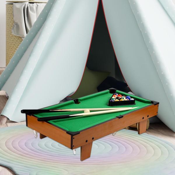 ポータブルビリヤード台セット カラフルなボール15個、キュー