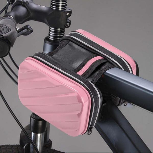 ハードシェル バイク フレーム フロント バッグ 大容量 キー用 小型 ツール ストレージ ピンク｜stk-shop｜07