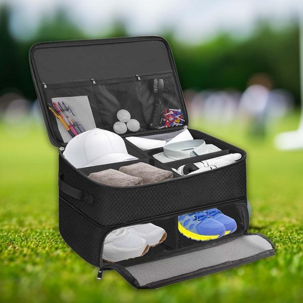 ゴルフトランクオーガナイザー、ゴルフロッカー収納バッグ、靴用独立