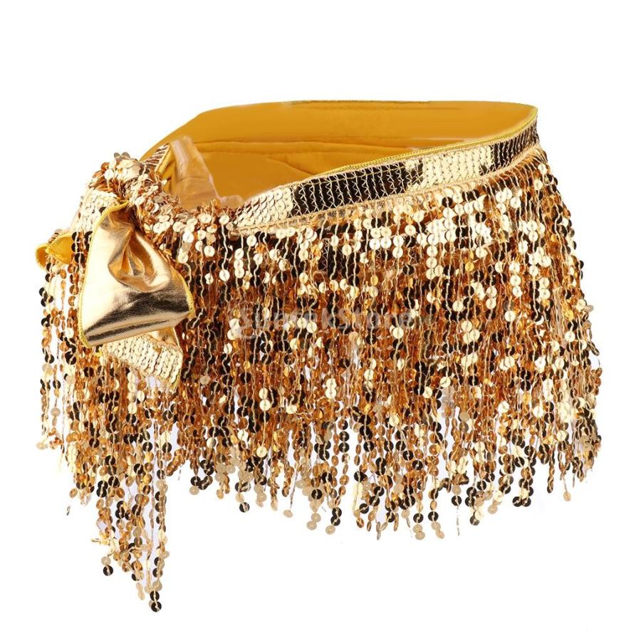 女性 ベリーダンス衣装 パーティー 毎日がバーゲンセール タッセル スパンコール ゴールド ウエストチェーン 7色選べる 誠実 ヒップスカーフ -