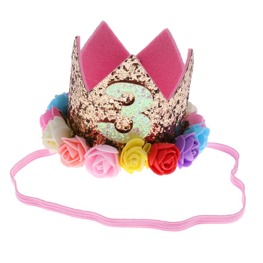 赤ちゃんは 花の黄金の王冠の誕生日の頭の髪のヘアアクセサリーagold 3をバラ 21春夏新色