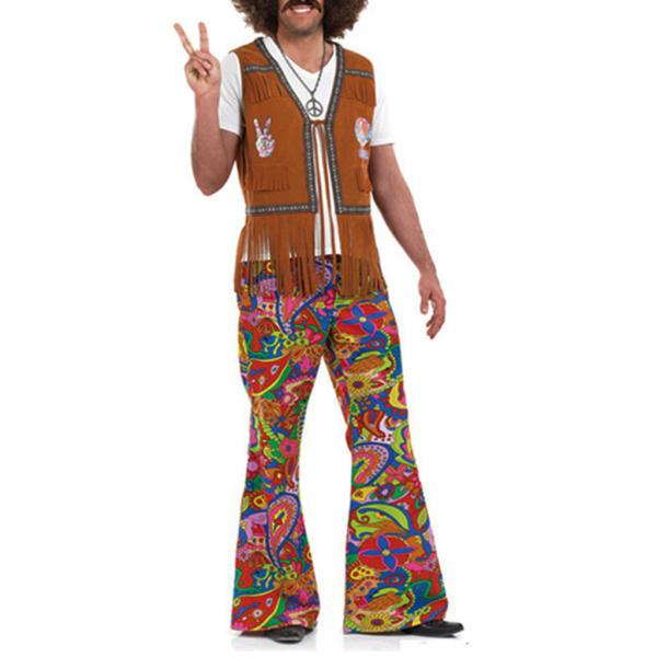 新品入荷 大人のメンズ60年代70年代グルーヴィーなヒッピーフラワーパワーデザインの凝った服のヒッピーの衣装 M キャラクター衣装 Www Cromg Gov Br
