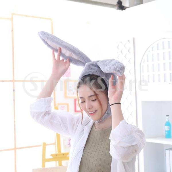 帽子 耳が動く ウサギ ぼうし バニーハット キャップ コスプレ被り物 コスチューム用小物 グレー|stk-shop|02