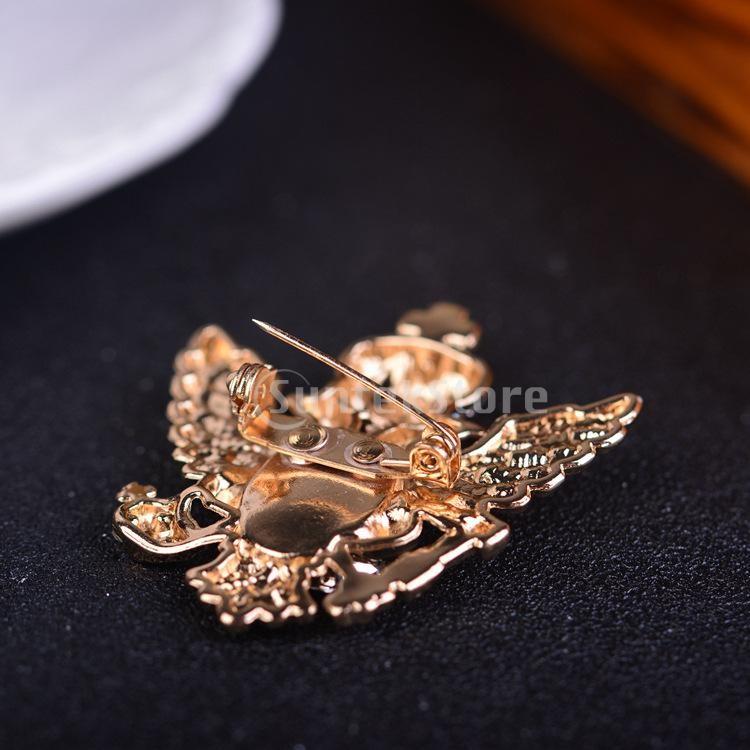 ゴールド＆黒 ヴィンテージ メンズ 水晶 天使 襟ピン クリップ