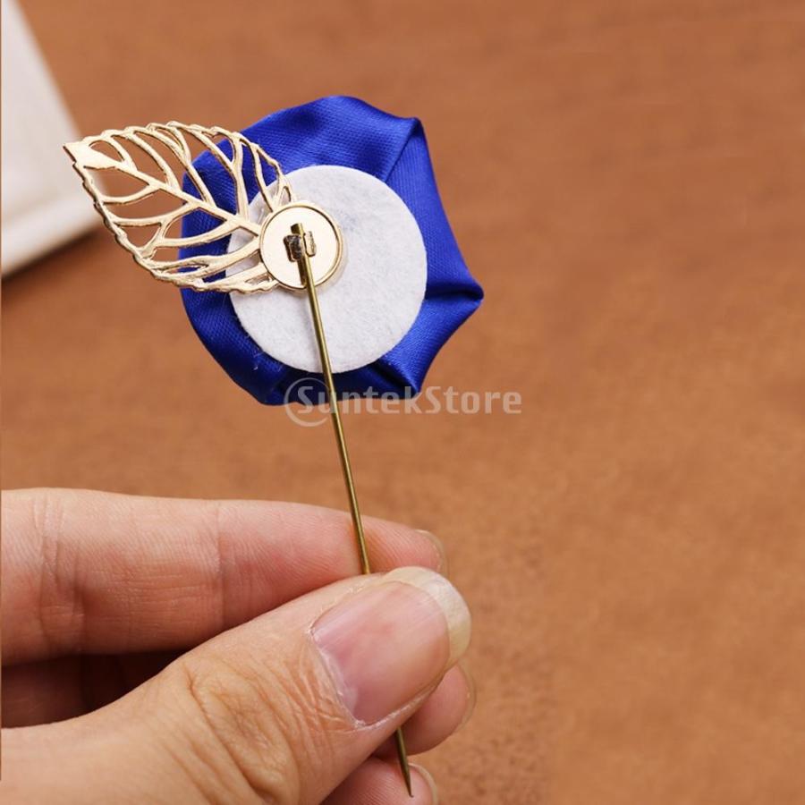 エレガント ラペル 青い花 手作り ブートニエール スティックブローチ
