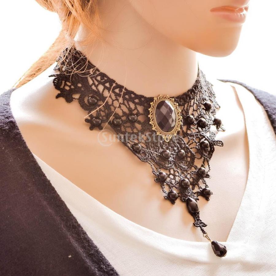 ノーブランド品 黒いレース ビーズ チョーカー ビクトリア時代感 スチームパンク ゴシック 襟のネックレス ギフト Stkショップ 通販 Yahoo ショッピング