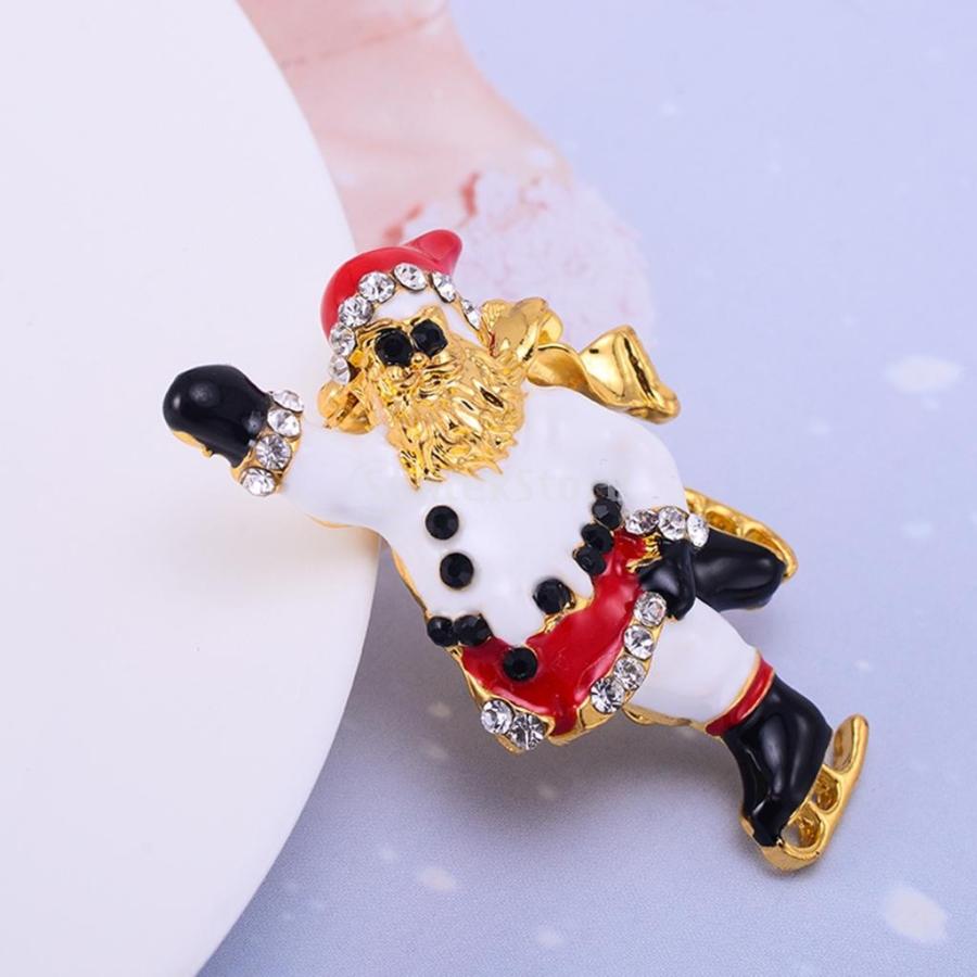 かわいい スケートサンタ ブローチピン クリスマス アクセサリー 子供