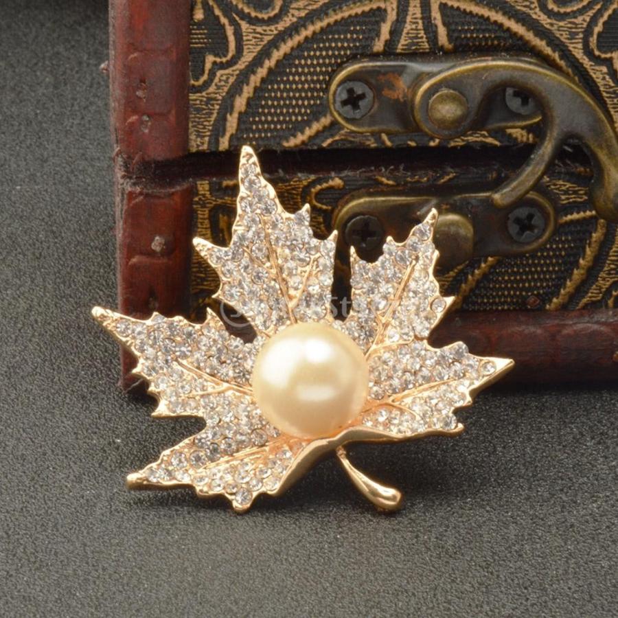 衣類のスーツアクセサリー 秋の金色の水晶カエデ ブローチピン 宝飾品