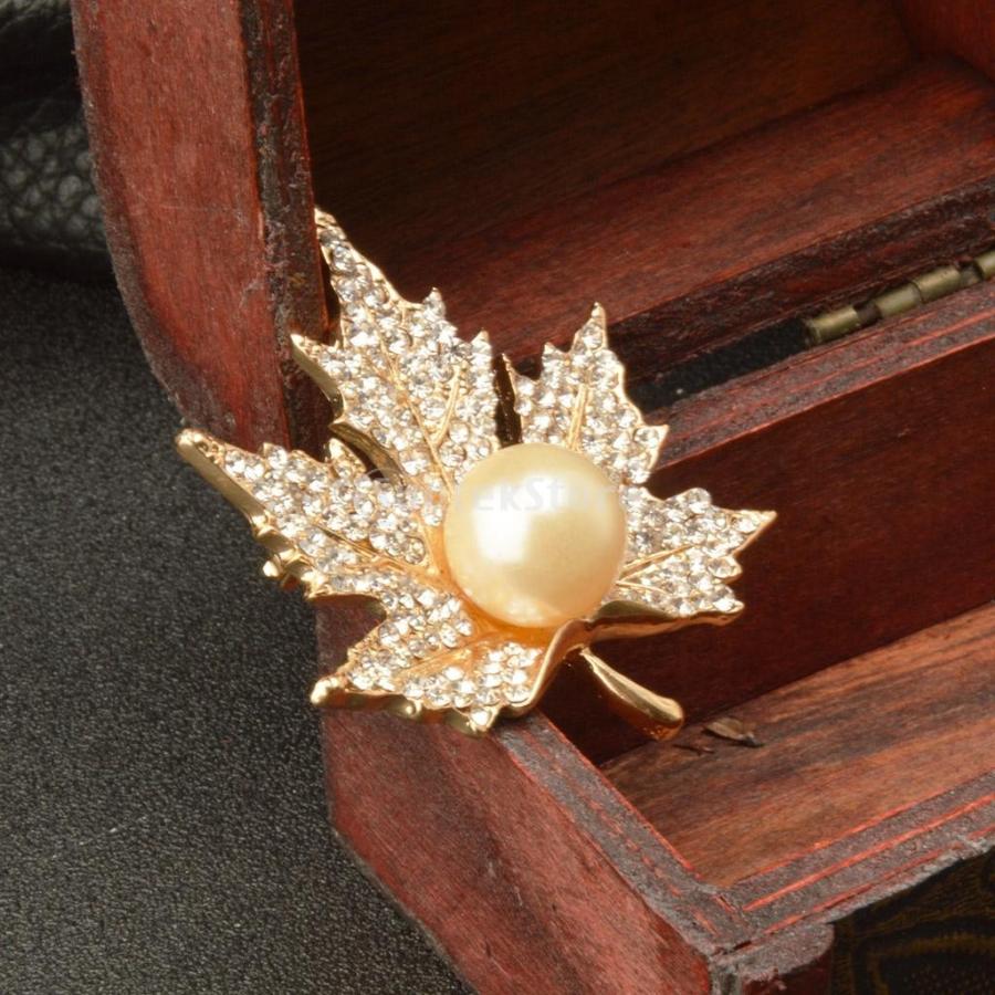 衣類のスーツアクセサリー 秋の金色の水晶カエデ ブローチピン 宝飾品