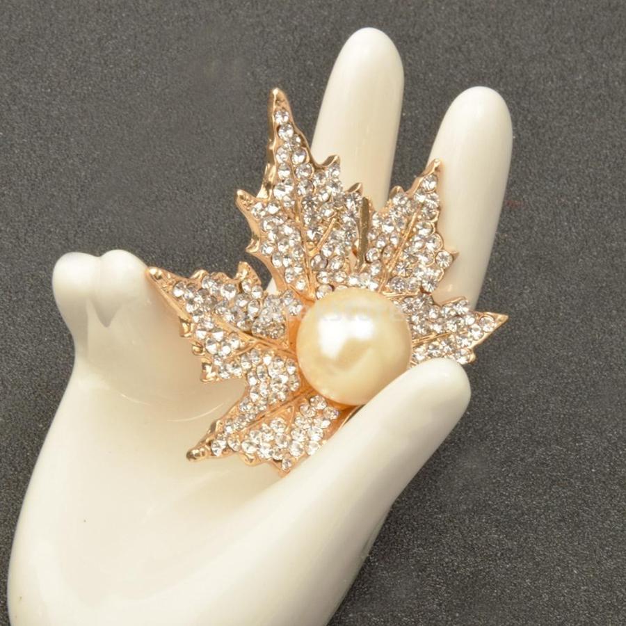 衣類のスーツアクセサリー 秋の金色の水晶カエデ ブローチピン 宝飾品