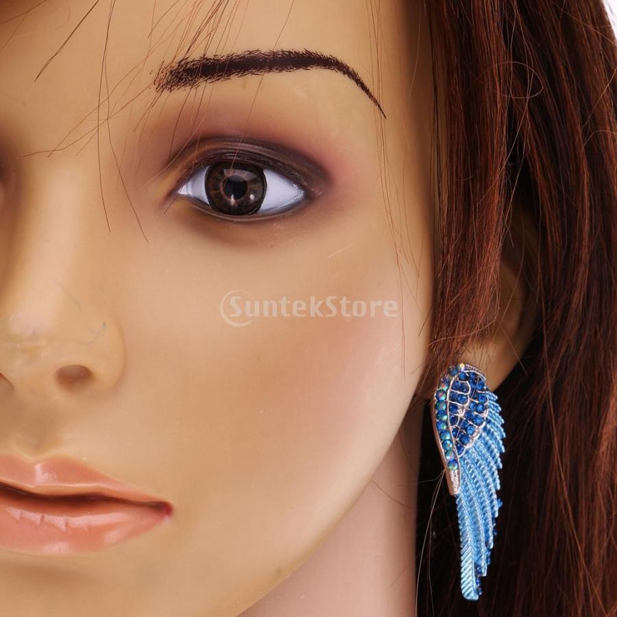 ピアス 耳スタッド ジュエリー 耳飾り 大きな 天使の翼 ラインストーン