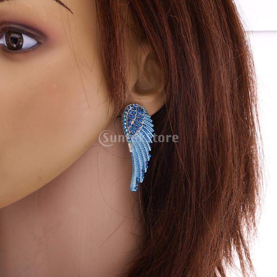 ピアス 耳スタッド ジュエリー 耳飾り 大きな 天使の翼 ラインストーン